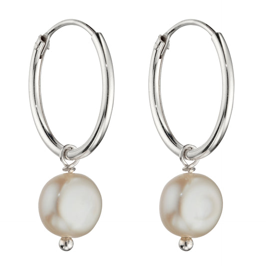 Freshwater Pearl Assembled Hoop Earrings