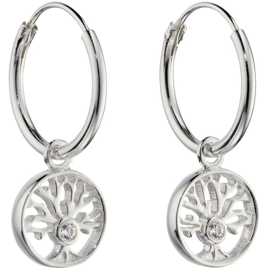 Tree Of Life Assembled Hoop Earrings With CZ