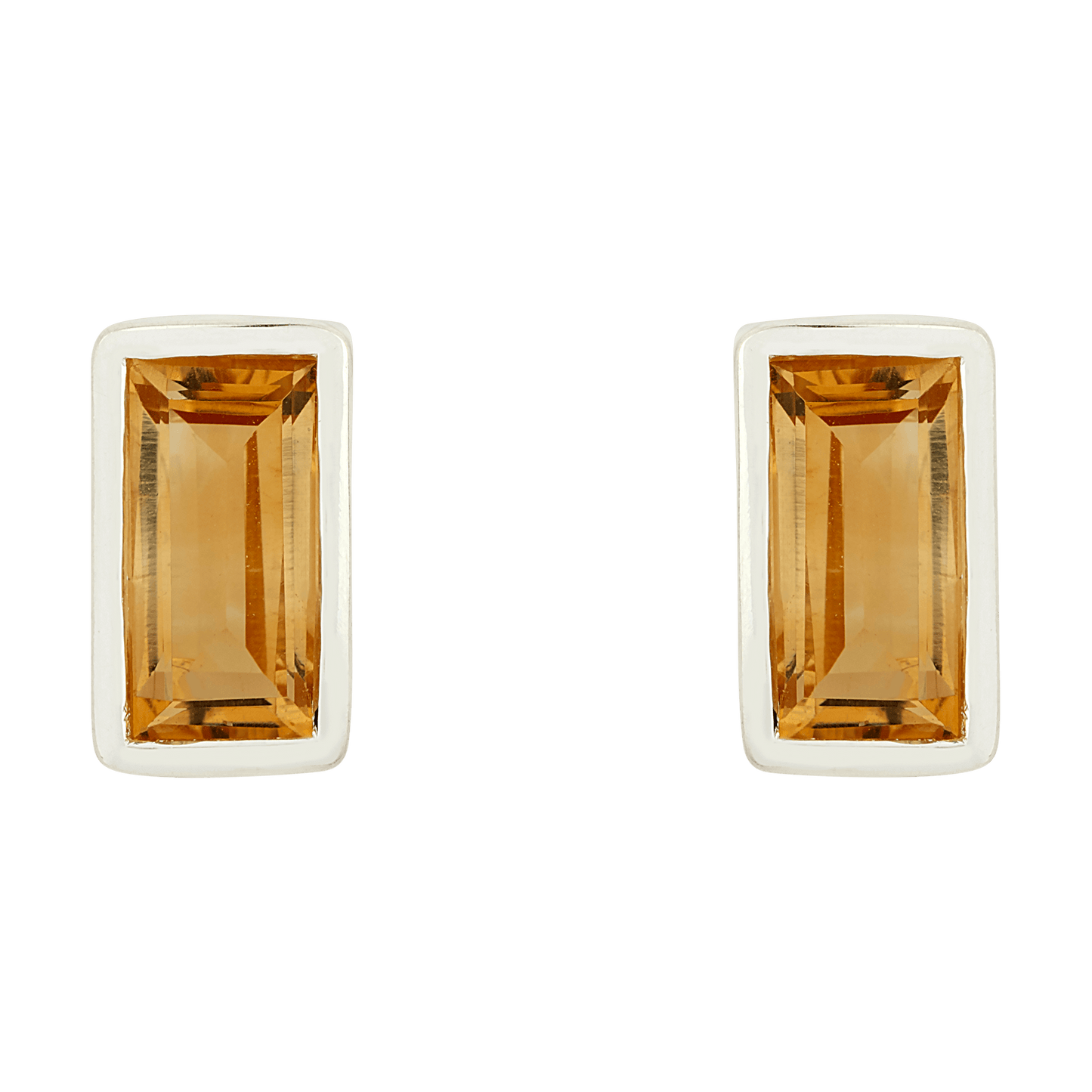 Rectangle Citrine Stud Earrings