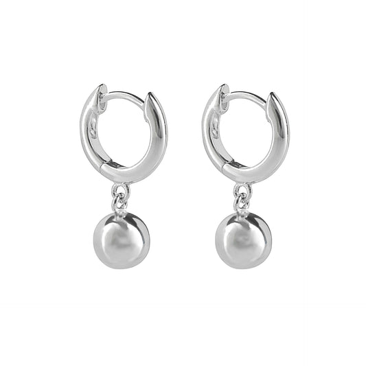 Recycled Silver Hoop Earrings With Ball Charm