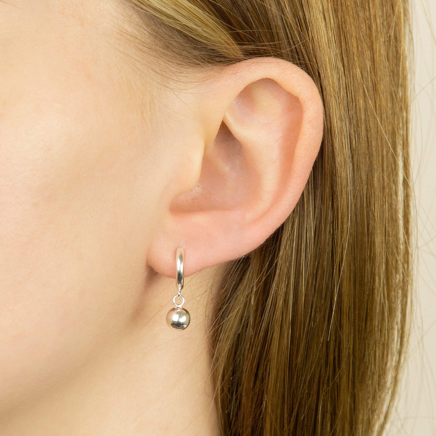 Recycled Silver Hoop Earrings With Ball Charm