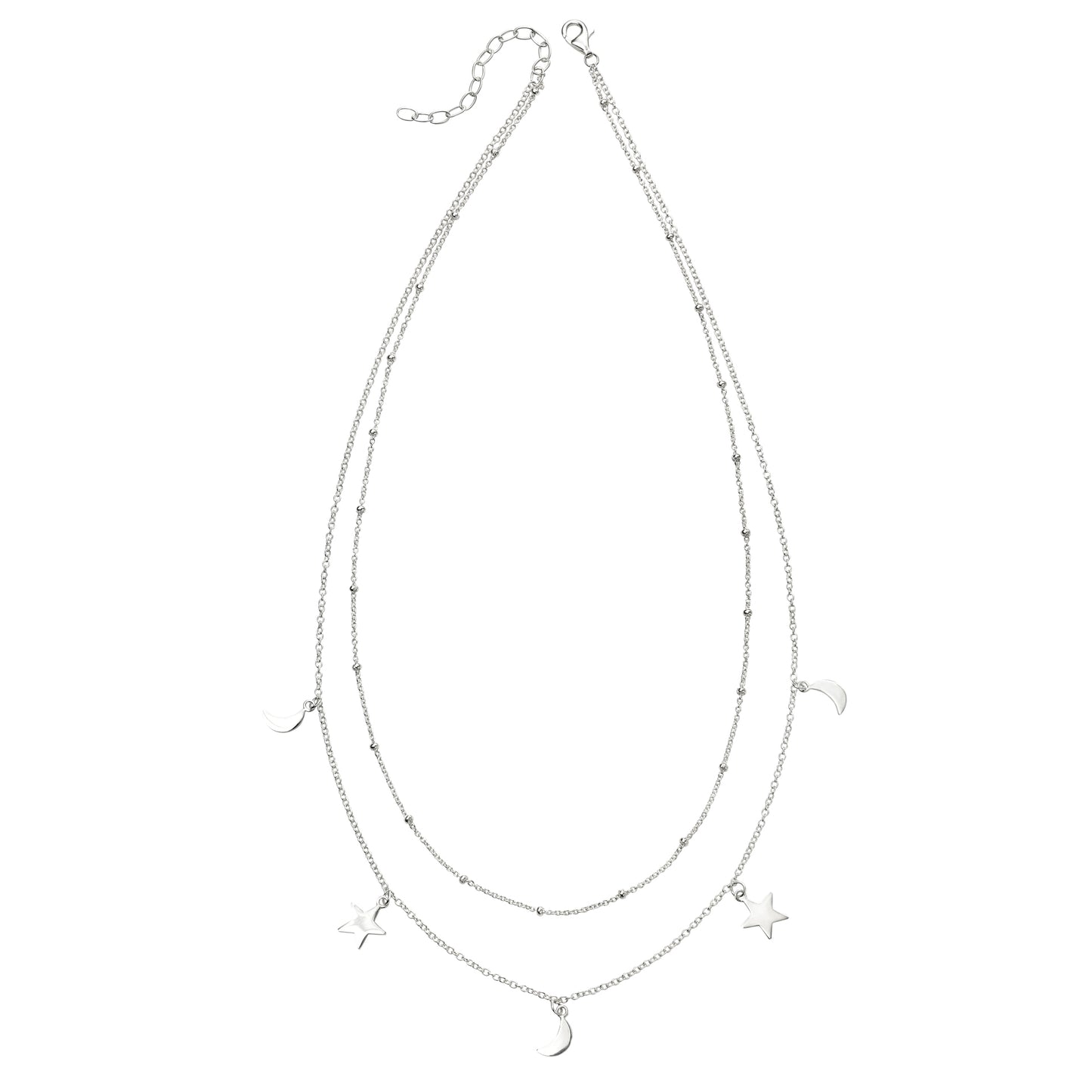 Star And Moon Double Row Necklace