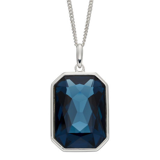 Elongated Octagon Pendant With Montana Blue Crystal