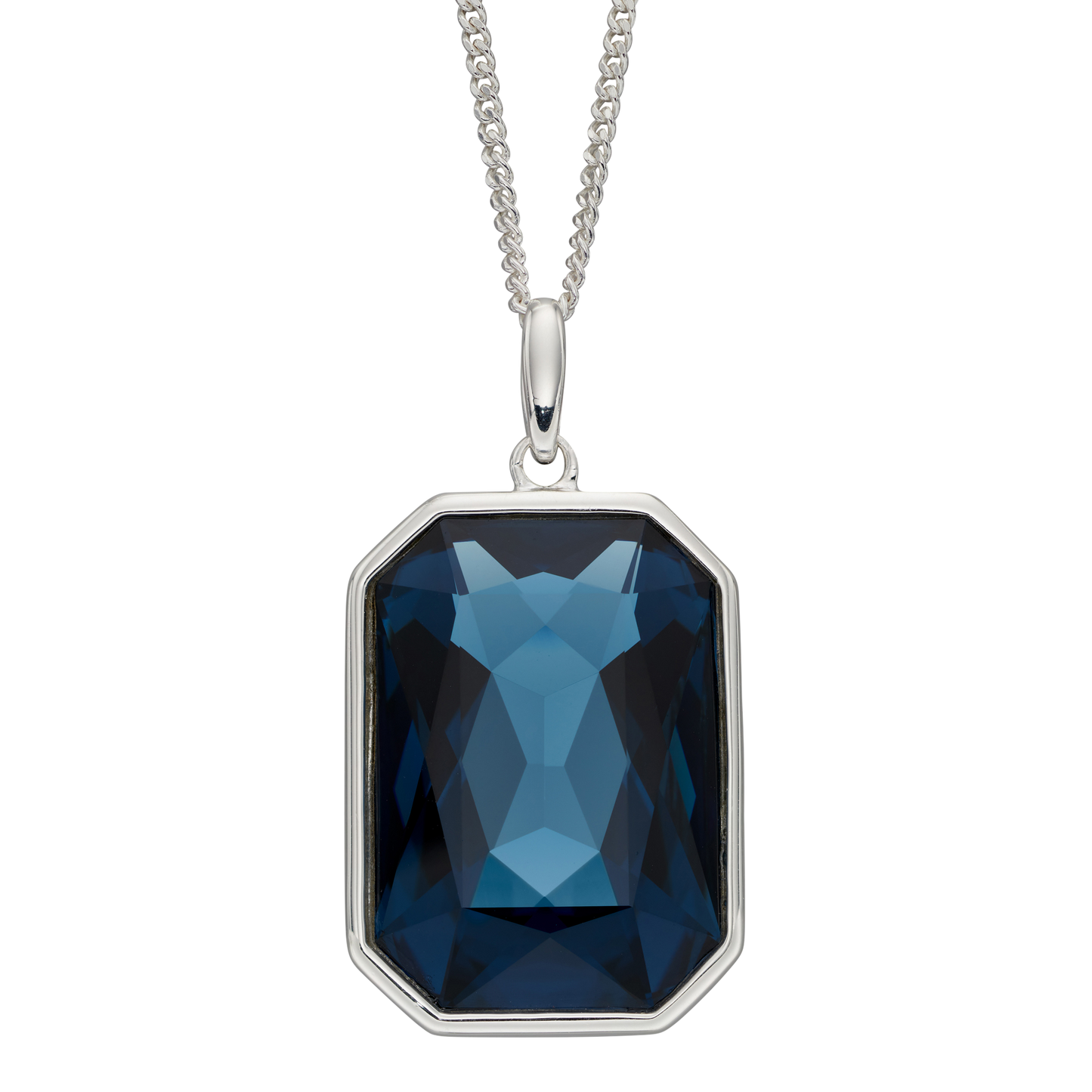 Elongated Octagon Pendant With Montana Blue Crystal