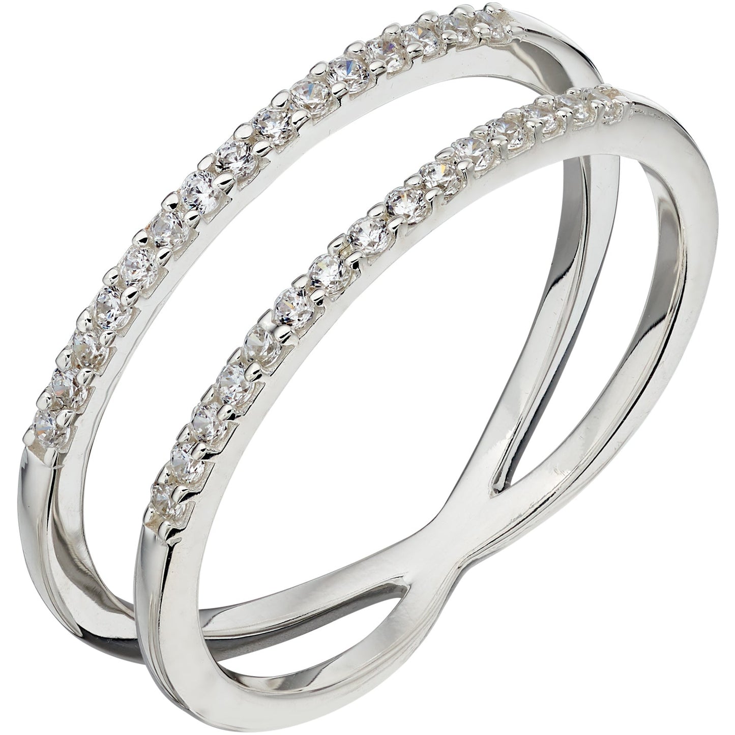 White CZ Double Band Ring