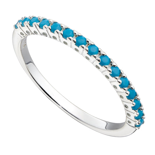 Half Eternity Ring With Turquoise Crystal