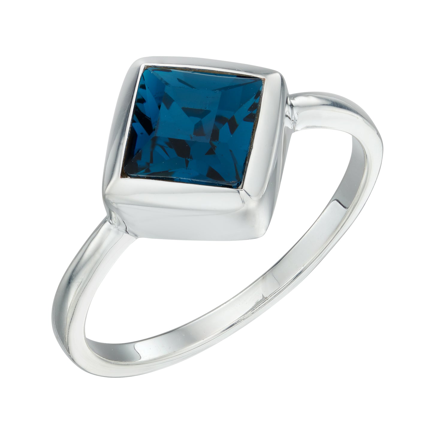 Square Kite Ring With Montana Blue Crystal