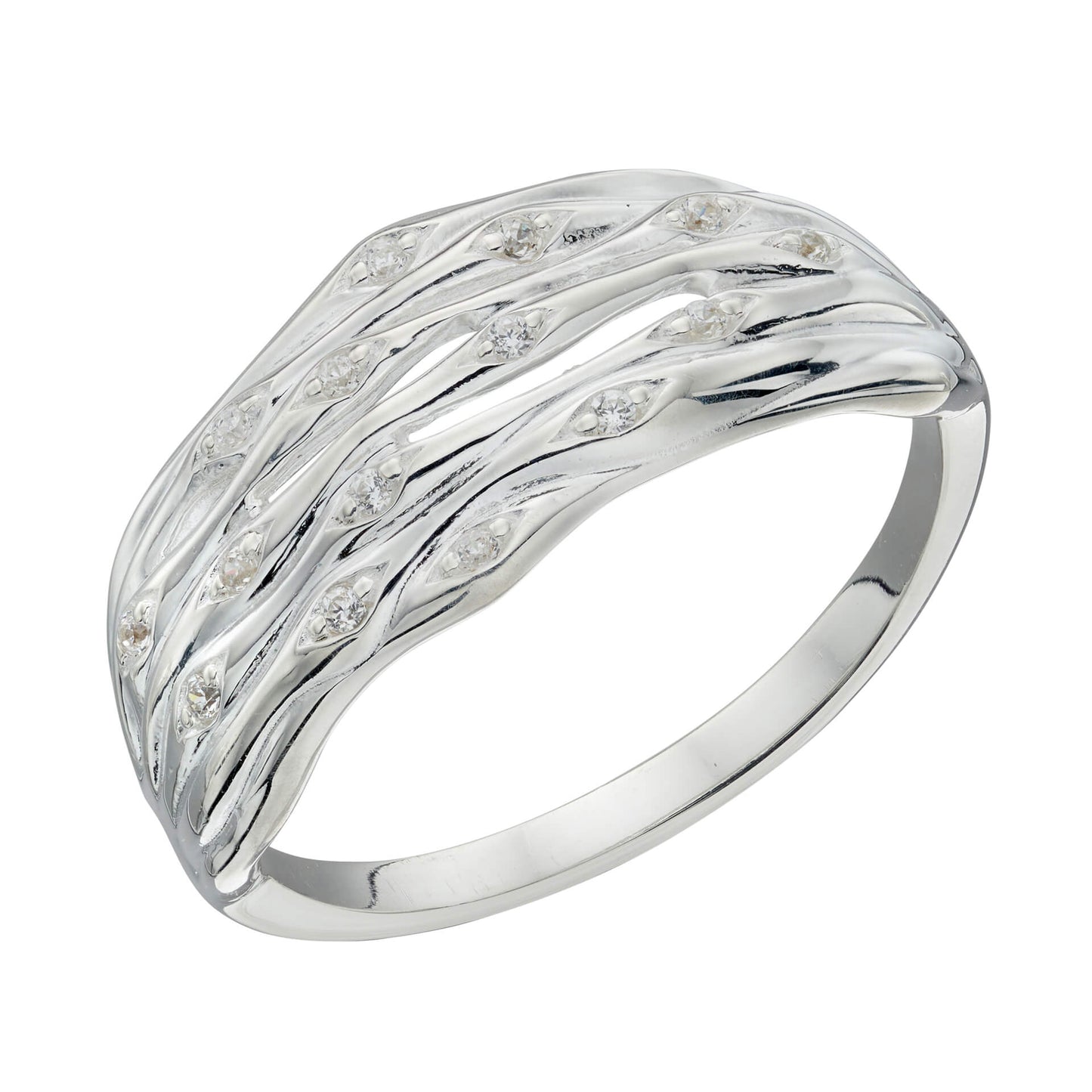 Bamboo Stem Ring With CZ