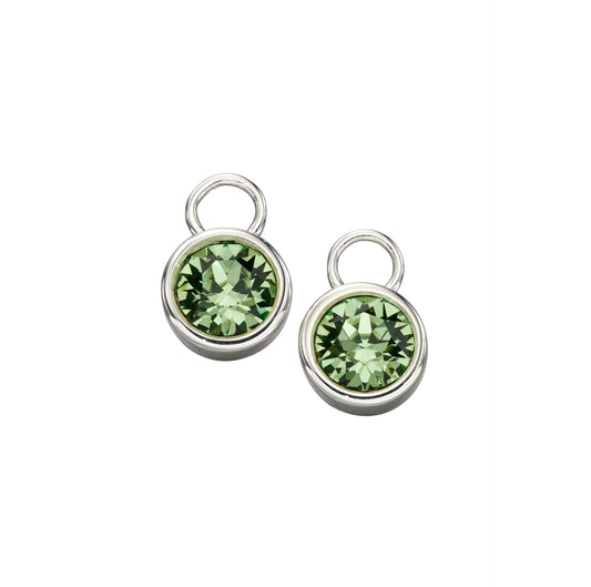 Aug Silver Crystal Birthstone Hoop Earring Charms