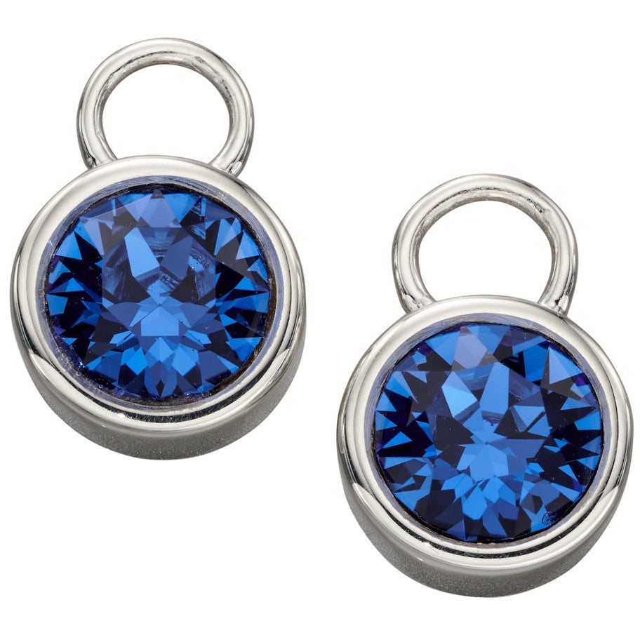 Sept Silver Crystal Birthstone Hoop Earring Charms