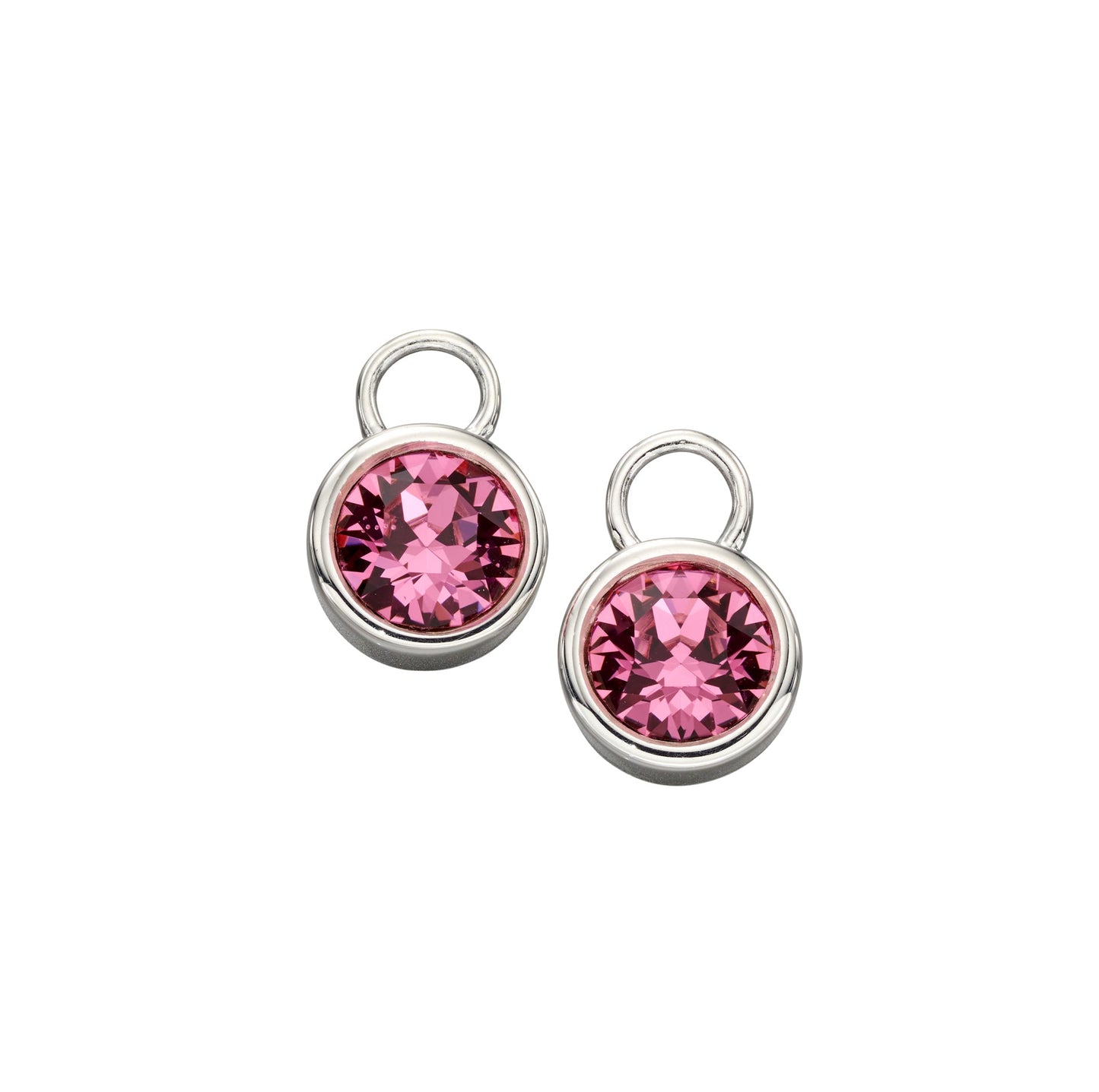 Oct Silver Crystal Birthstone Hoop Earring Charms