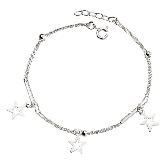 Star Charm Curb Chain Bracelet 18+2cm