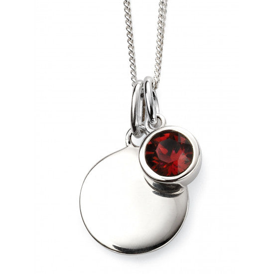 Jan Silver Crystal Birthstone Necklace With Engravable Disc