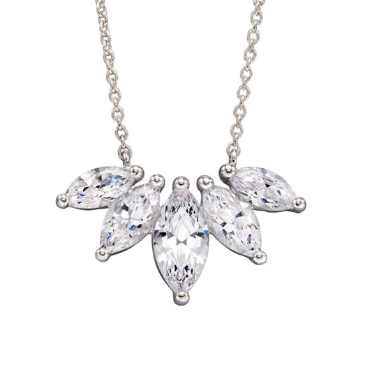 Multi Marquise Row Necklace With CZ