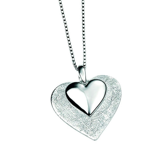 Scratched And Polished Heart Pendant