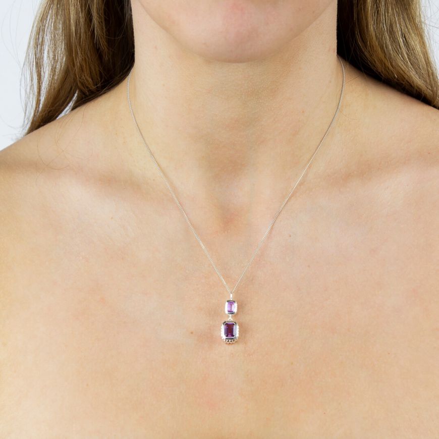 4.50 Ct Emerald Cut Amethyst Solitaire Pendant White Gold Plated On 92 –  atjewels.in